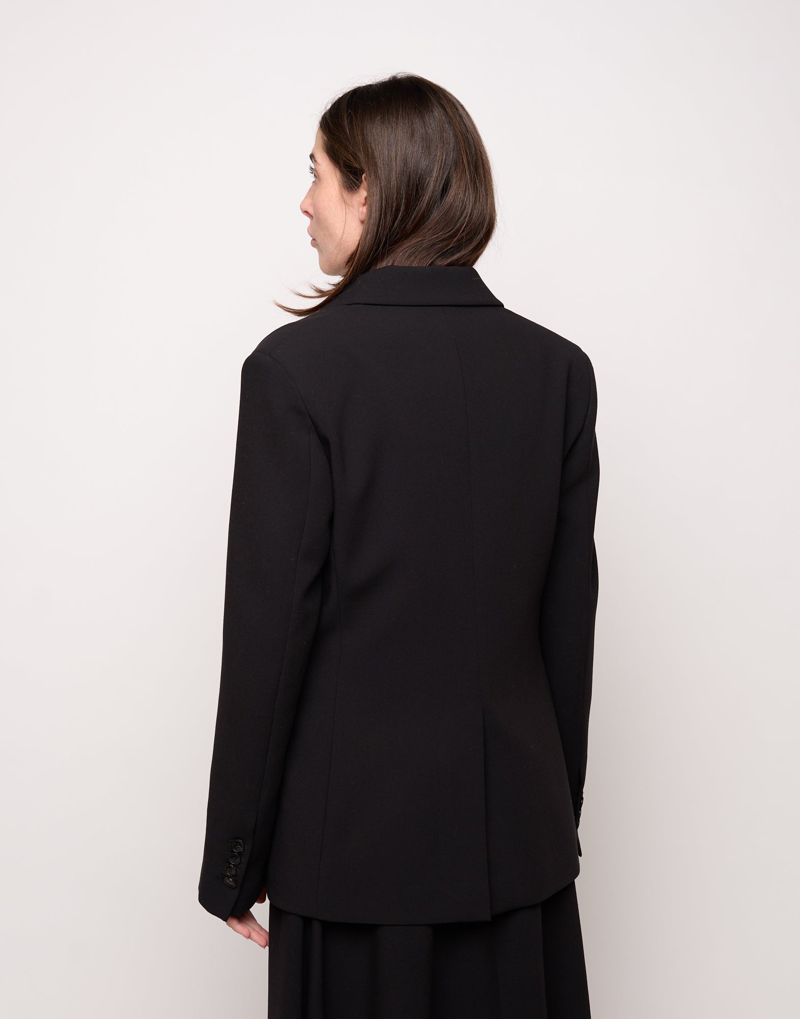 DOUUOD Giacca Monopetto Sfiancata in Doppio Crepe Stretch Nero