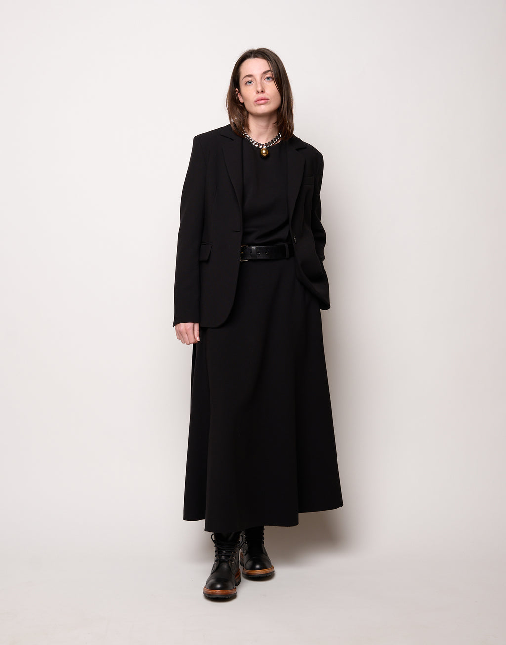 DOUUOD Giacca Monopetto Sfiancata in Doppio Crepe Stretch Nero