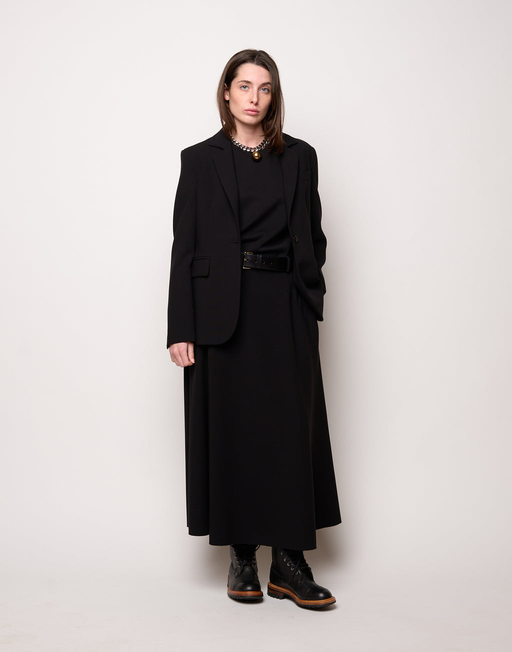 DOUUOD Giacca Monopetto Sfiancata in Doppio Crepe Stretch Nero