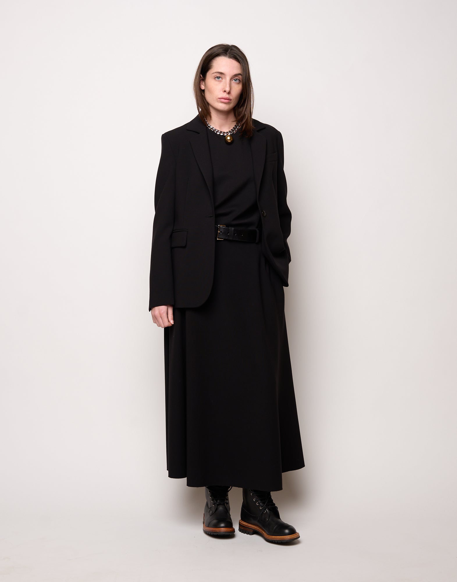 DOUUOD Giacca Monopetto Sfiancata in Doppio Crepe Stretch Nero