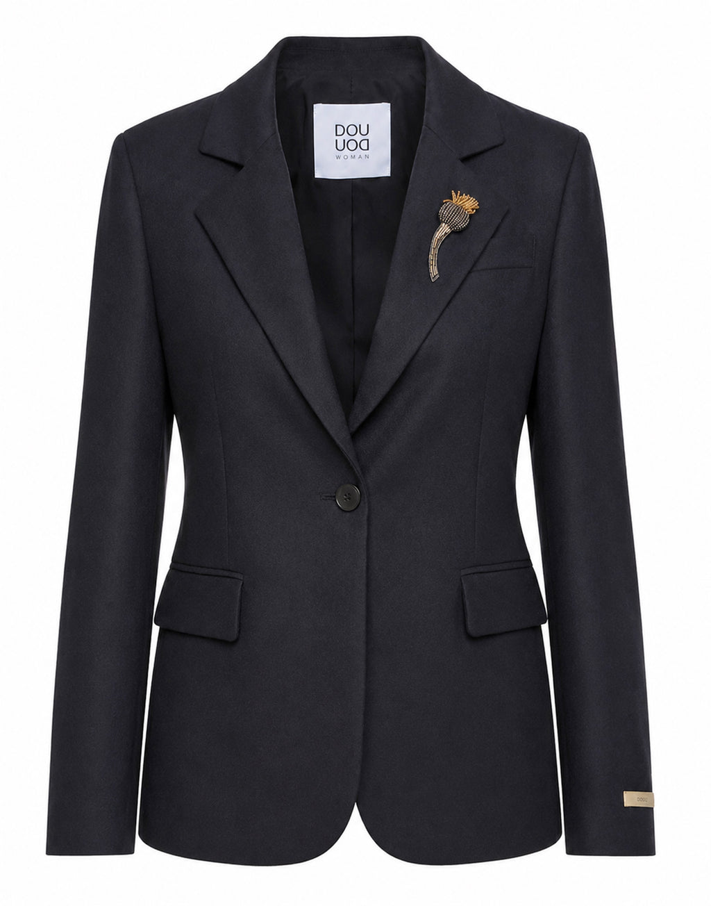 DOUUOD Giacca Monopetto in Flanella Stretch Blu Abisso
