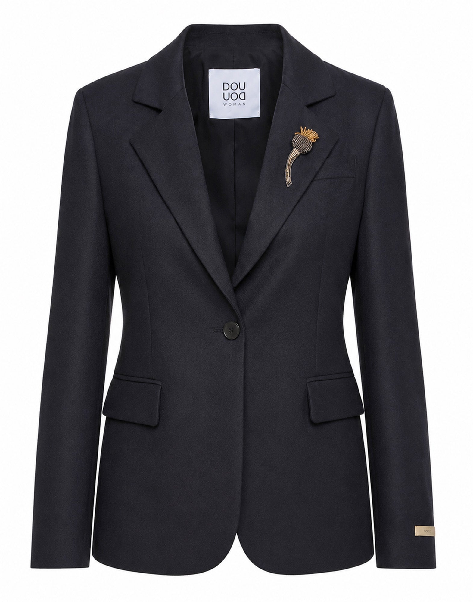 DOUUOD Giacca Monopetto in Flanella Stretch Blu Abisso