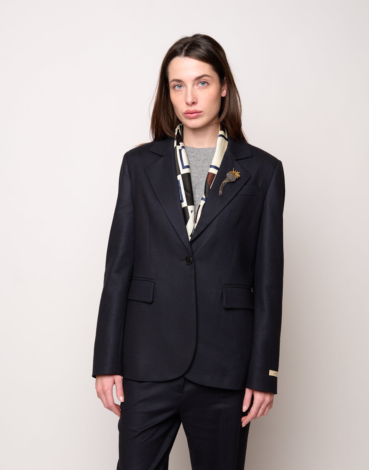 DOUUOD Giacca Monopetto in Flanella Stretch Blu Abisso
