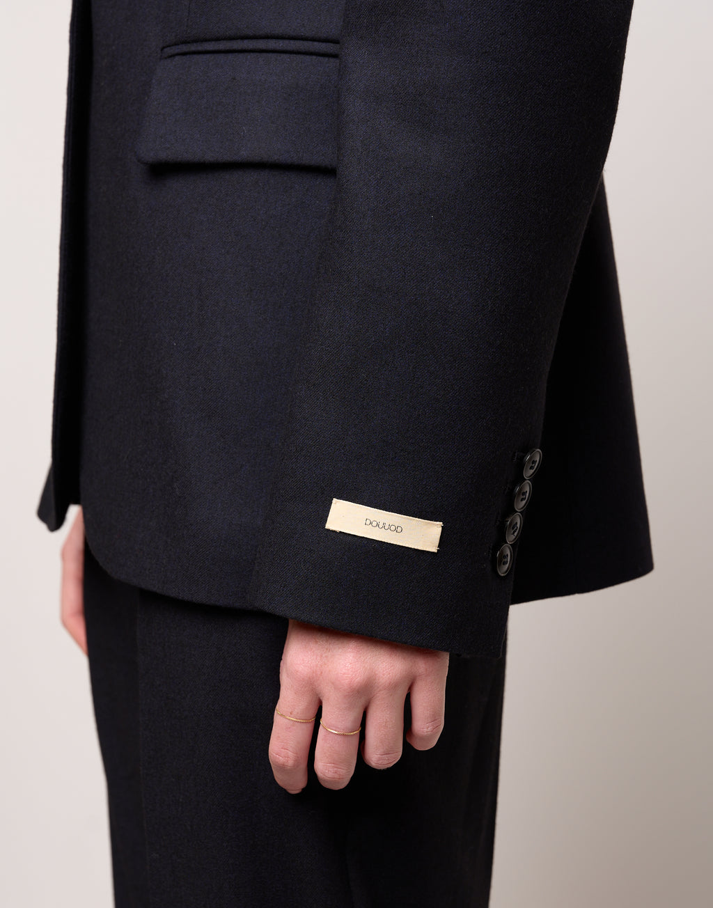 DOUUOD Giacca Monopetto in Flanella Stretch Blu Abisso