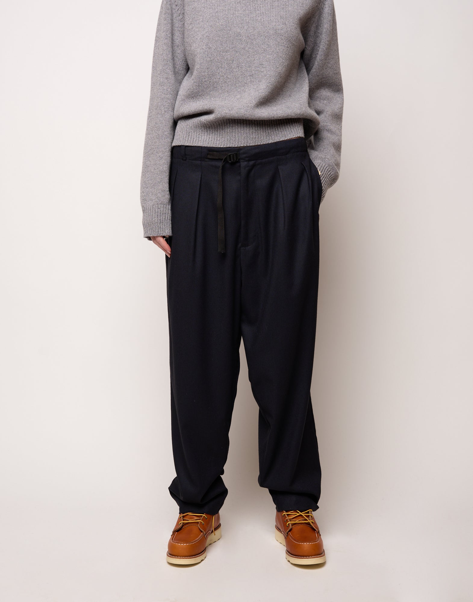 DOUUOD Pantalone Genderless con Cintura in Vita in Flanella Stretch Blu Abisso