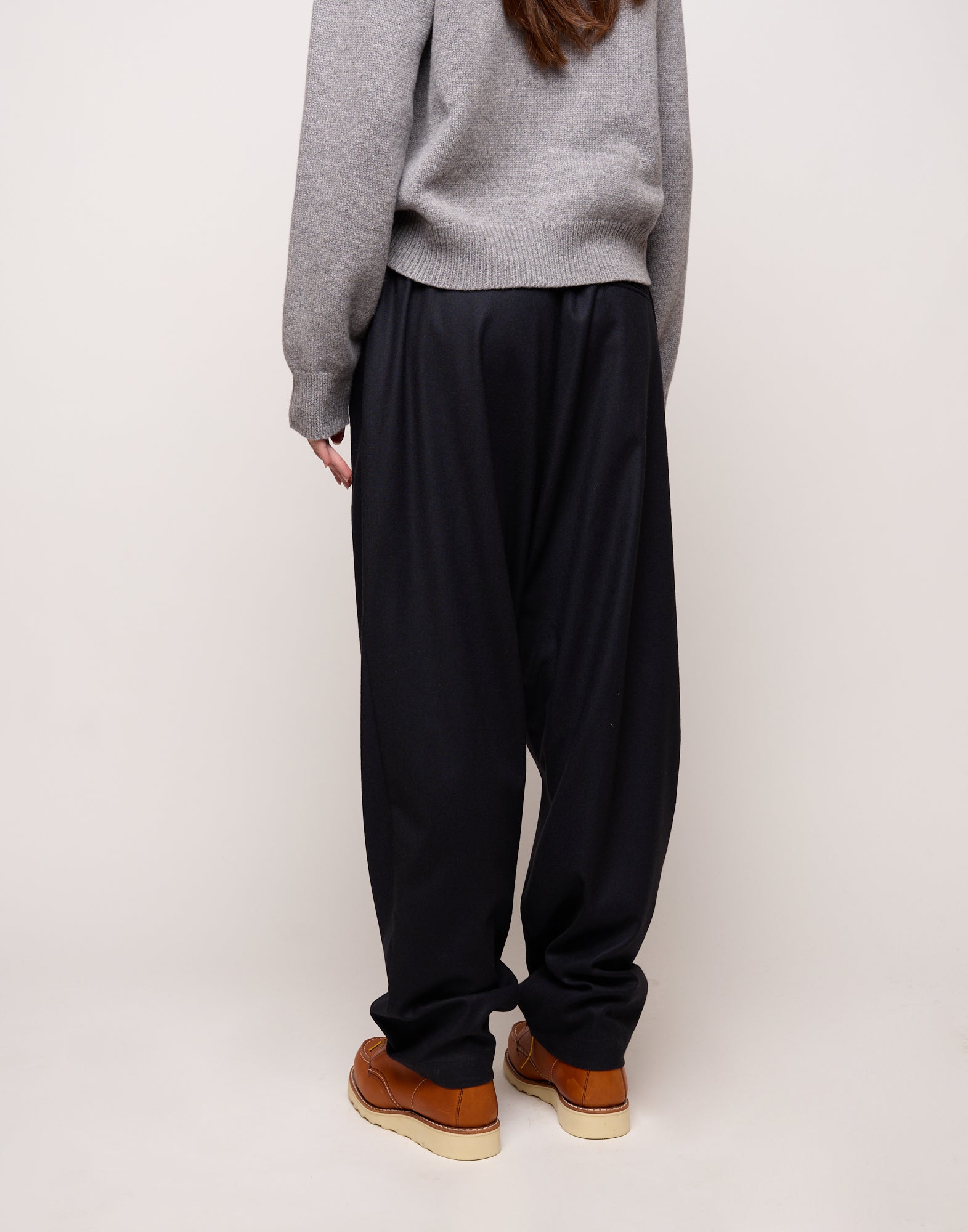 DOUUOD Pantalone Genderless con Cintura in Vita in Flanella Stretch Blu Abisso