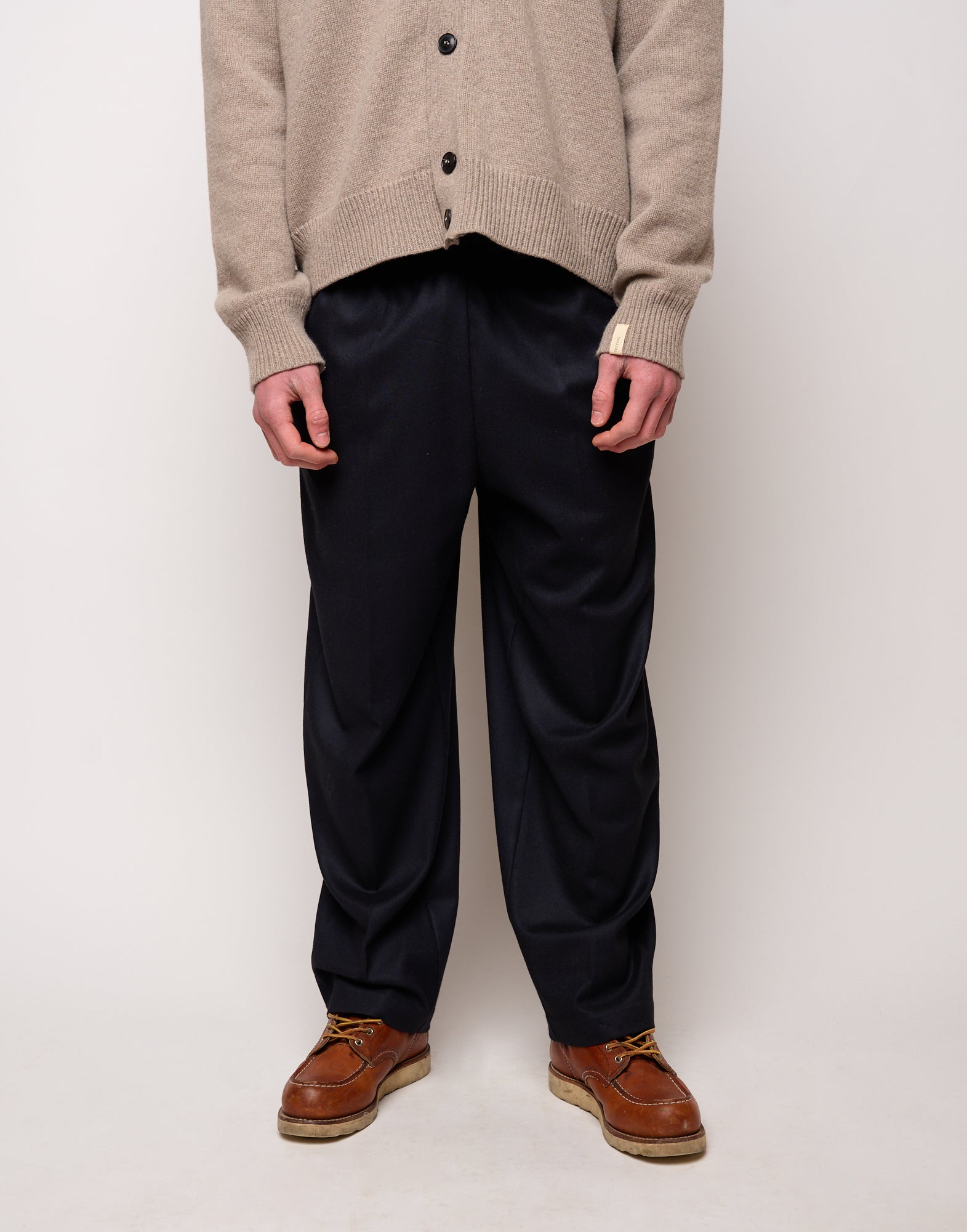 DOUUOD Pantalone Genderless con Cintura in Vita in Flanella Stretch Blu Abisso