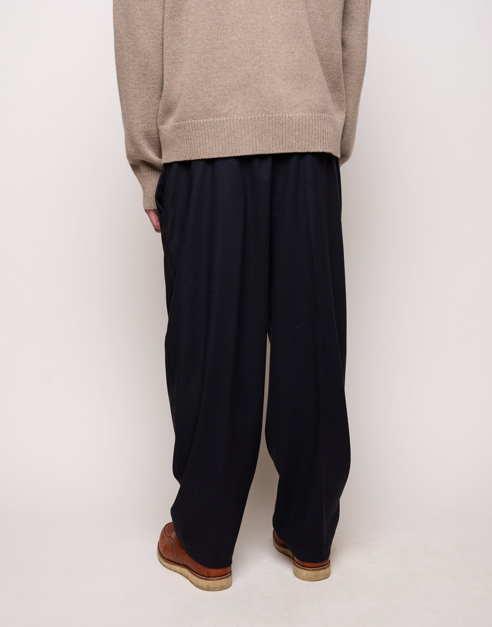 DOUUOD Pantalone Genderless con Cintura in Vita in Flanella Stretch Blu Abisso