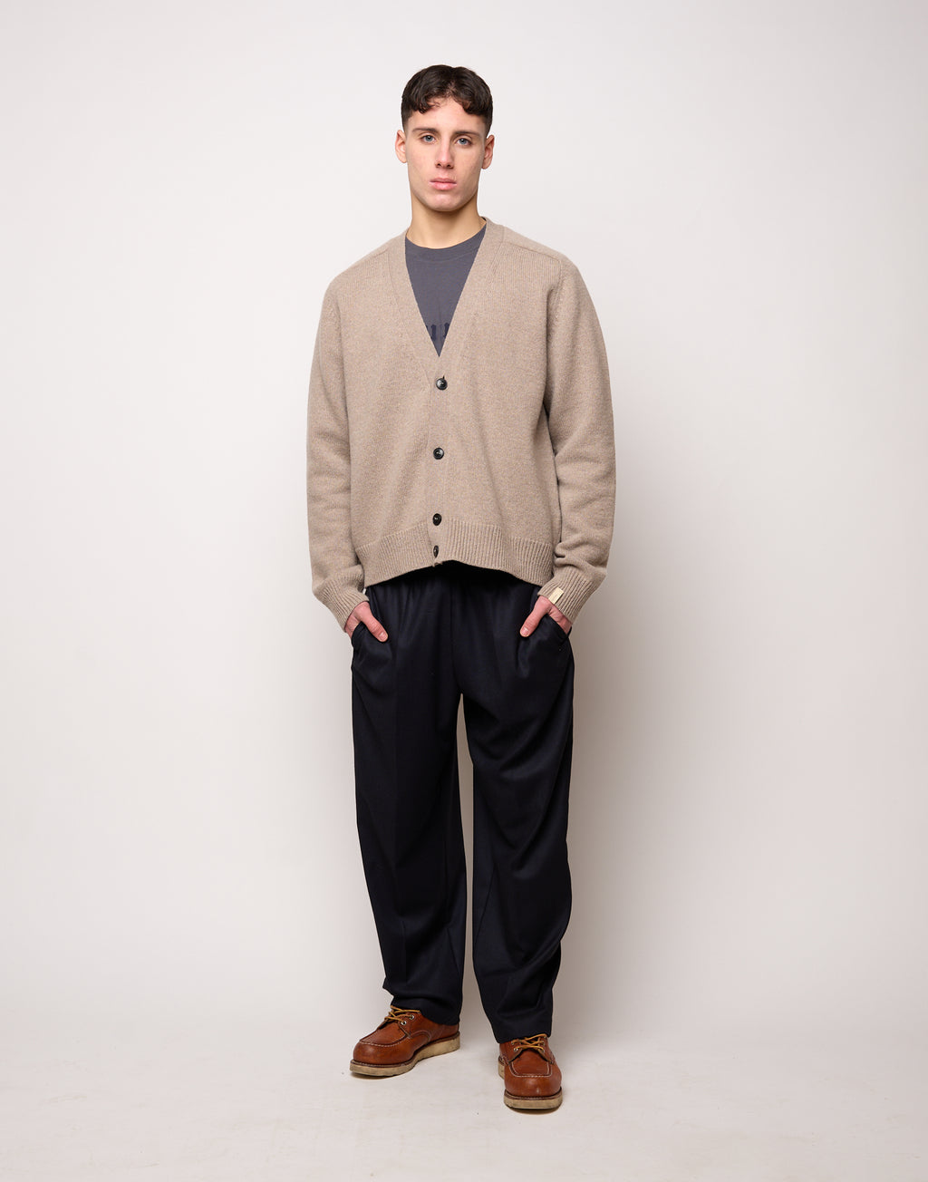 DOUUOD Pantalone Genderless con Cintura in Vita in Flanella Stretch Blu Abisso