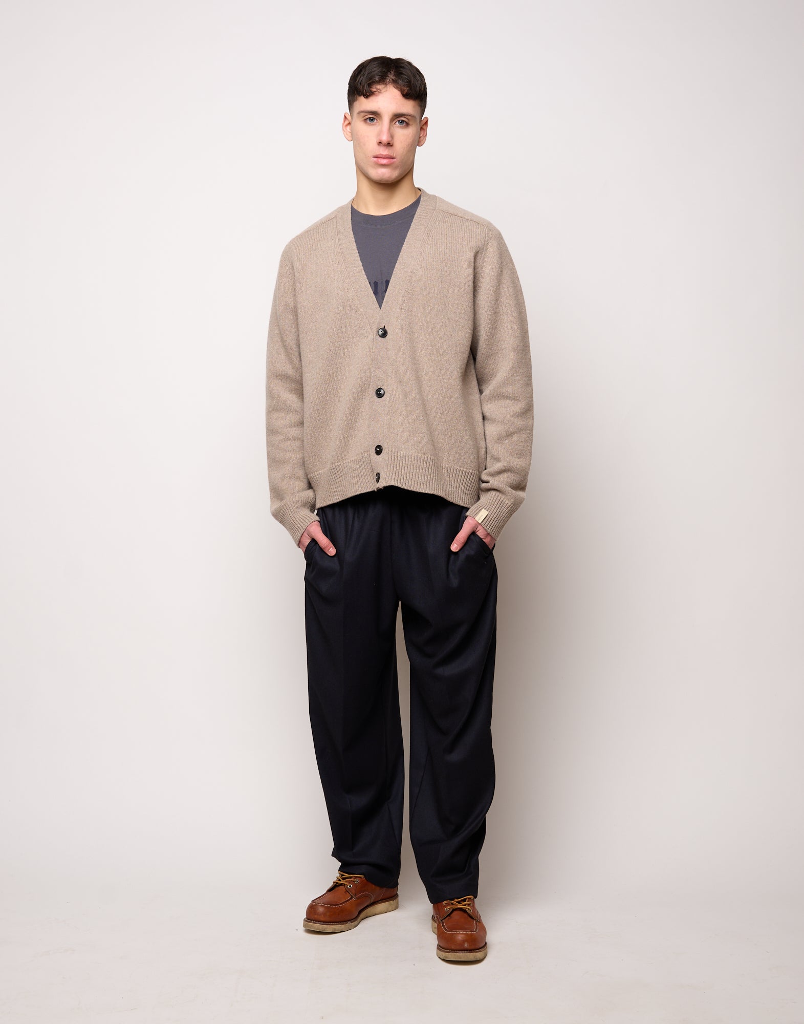 DOUUOD Pantalone Genderless con Cintura in Vita in Flanella Stretch Blu Abisso