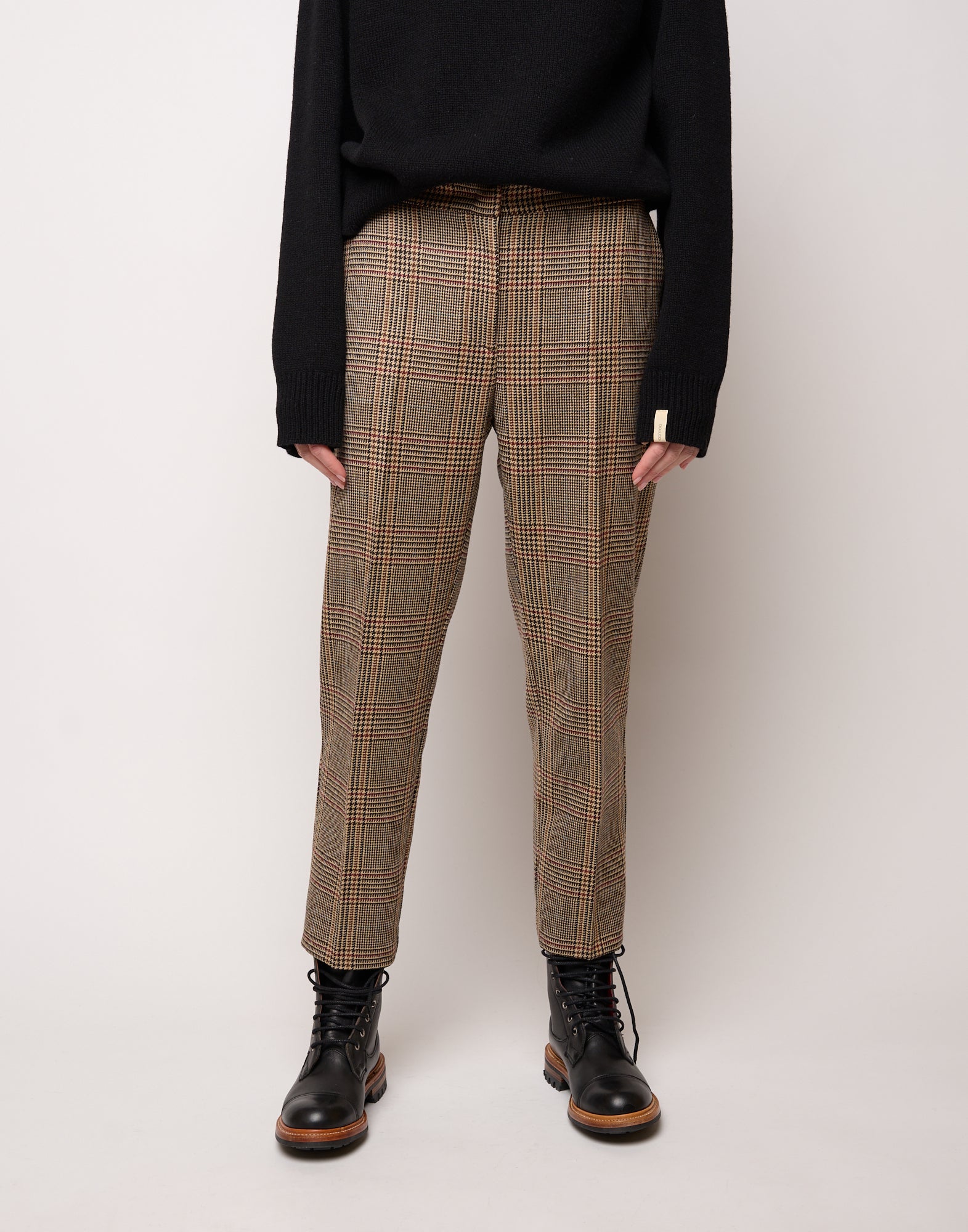 DOUUOD Pantalone a Sigaretta in Principe di Galles