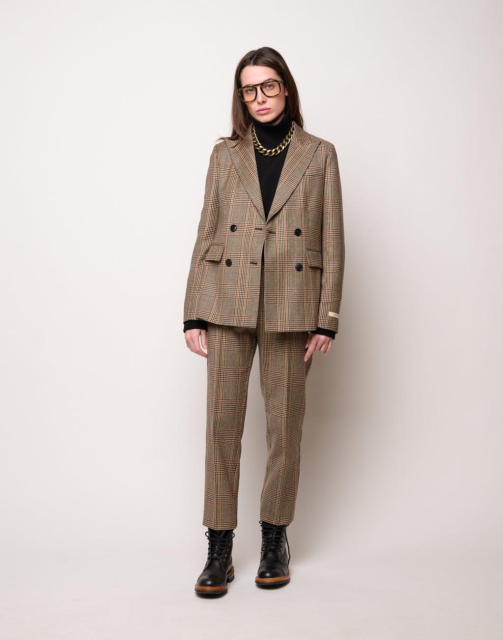 DOUUOD Pantalone a Sigaretta in Principe di Galles