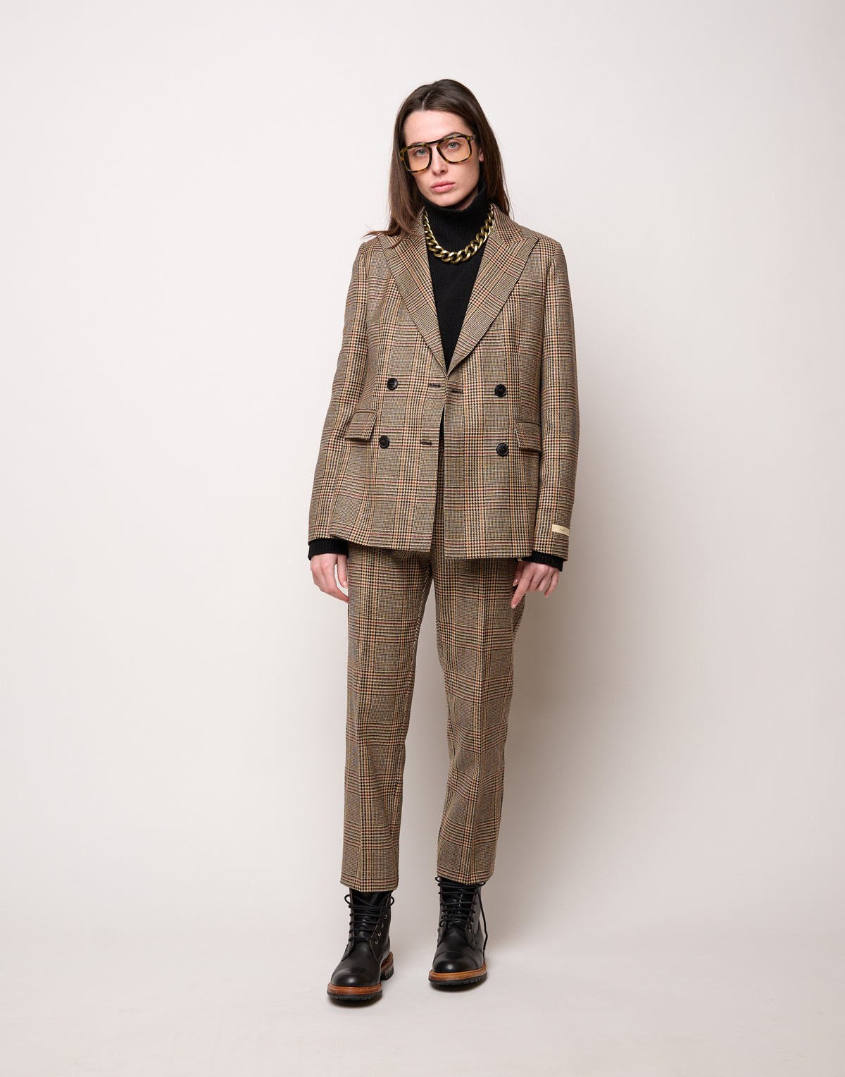 DOUUOD Pantalone a Sigaretta in Principe di Galles