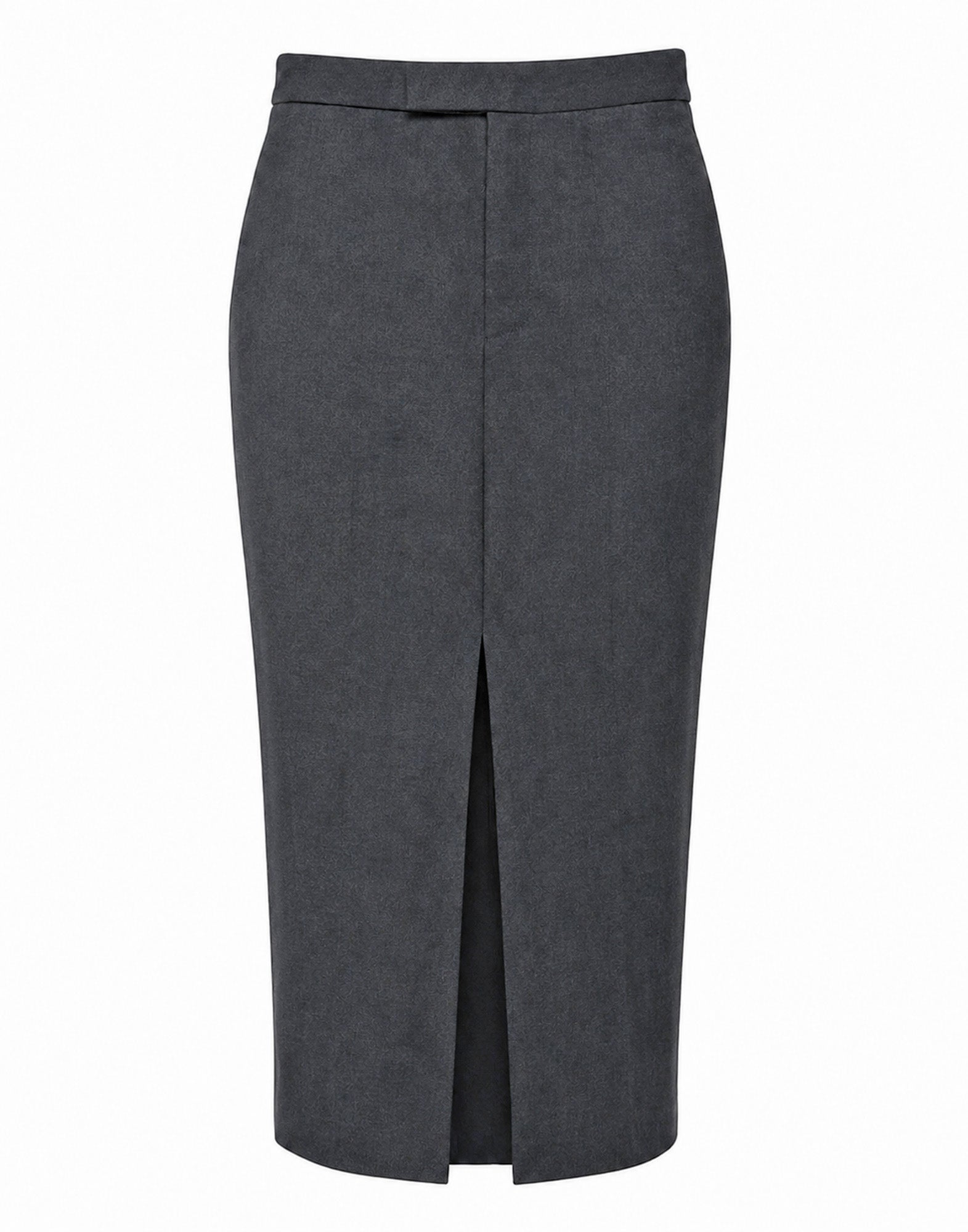 DOUUOD Longuette con Spacco in Doppio Twill Stretch Antracite