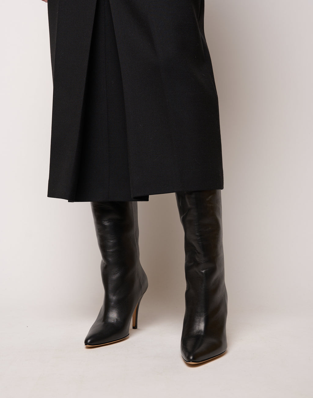 DOUUOD Longuette con Spacco in Doppio Twill Stretch Nero