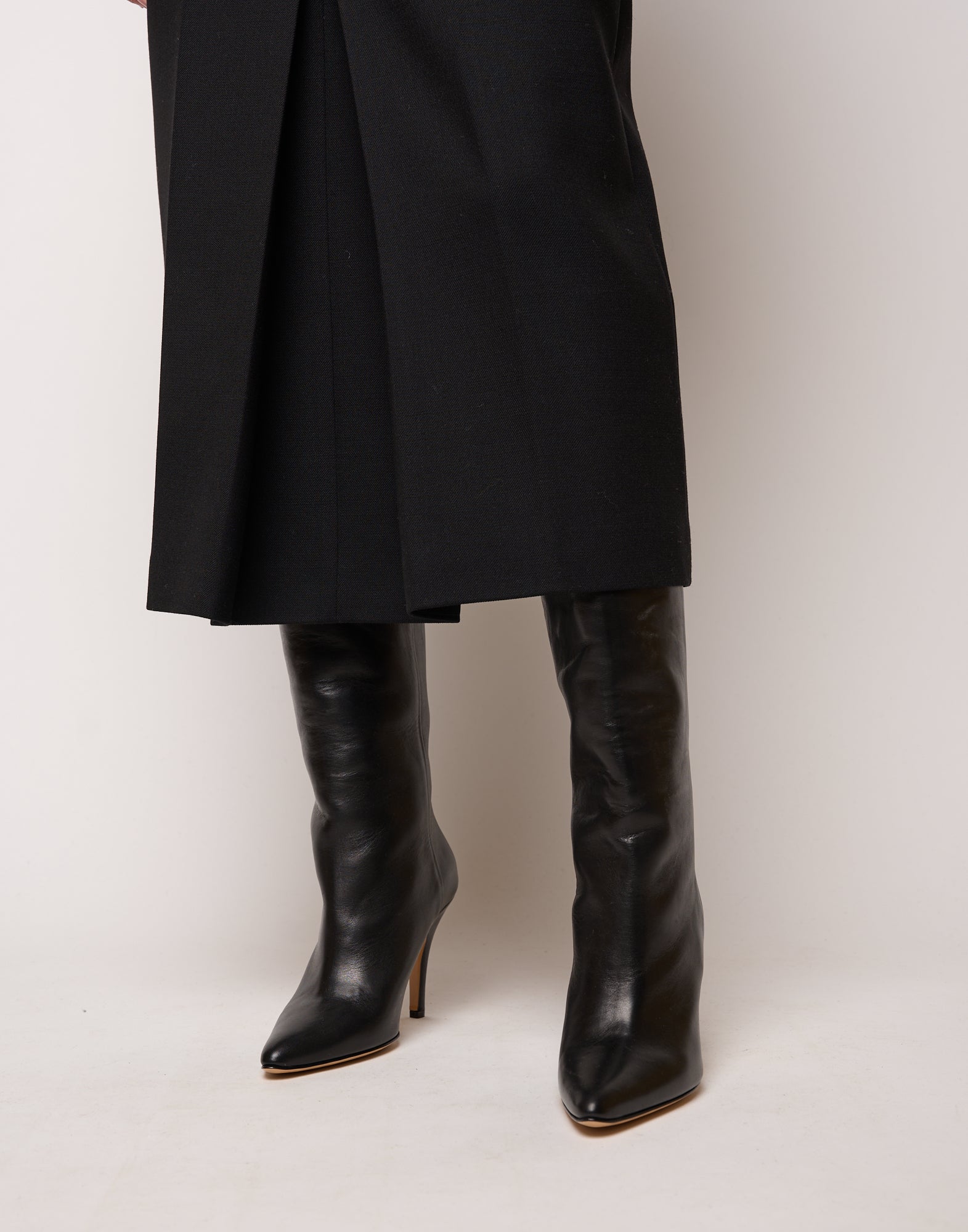 DOUUOD Longuette con Spacco in Doppio Twill Stretch Nero