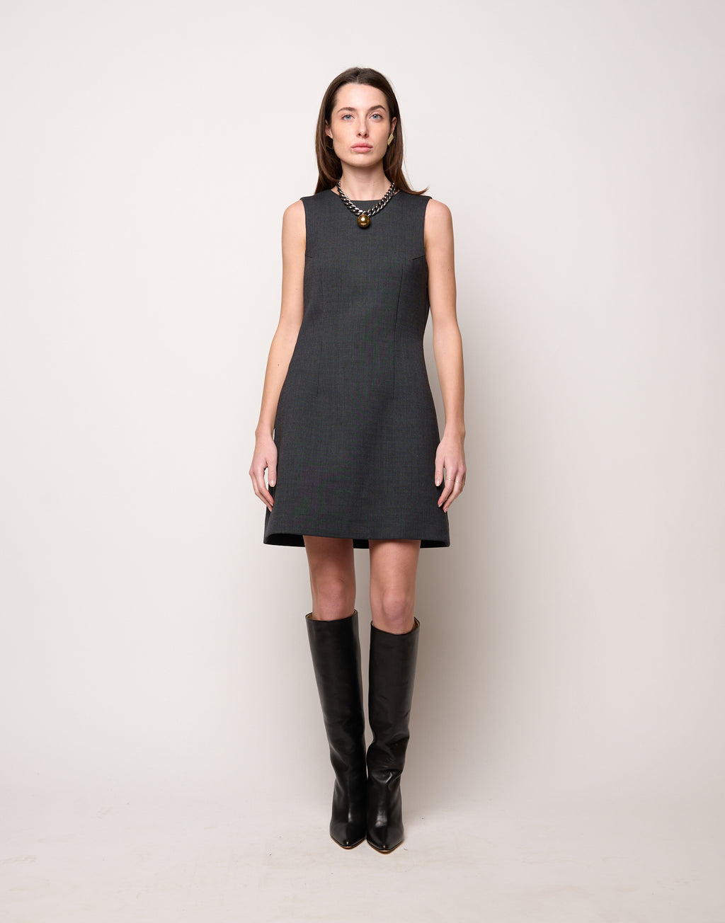 DOUUOD Mini Abito Aderente con Schiena Nuda e Fiocco Antracite