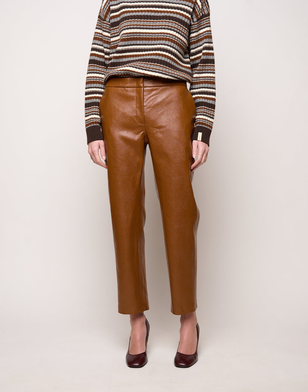 DOUUOD Pantalone a Sigaretta in Ecopelle Old Whisky
