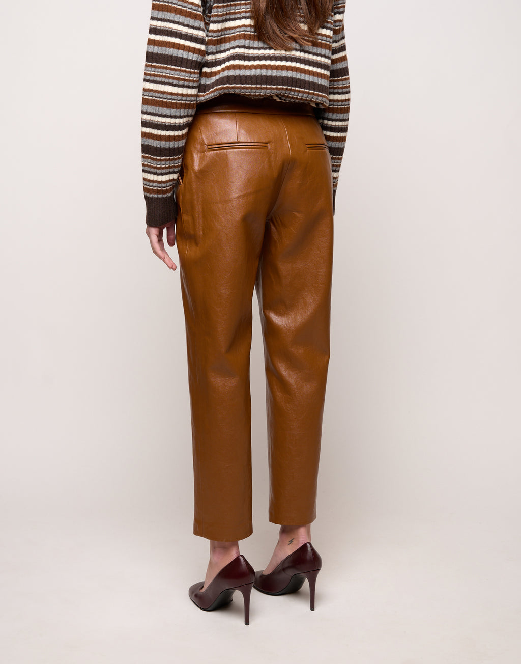 DOUUOD Pantalone a Sigaretta in Ecopelle Old Whisky