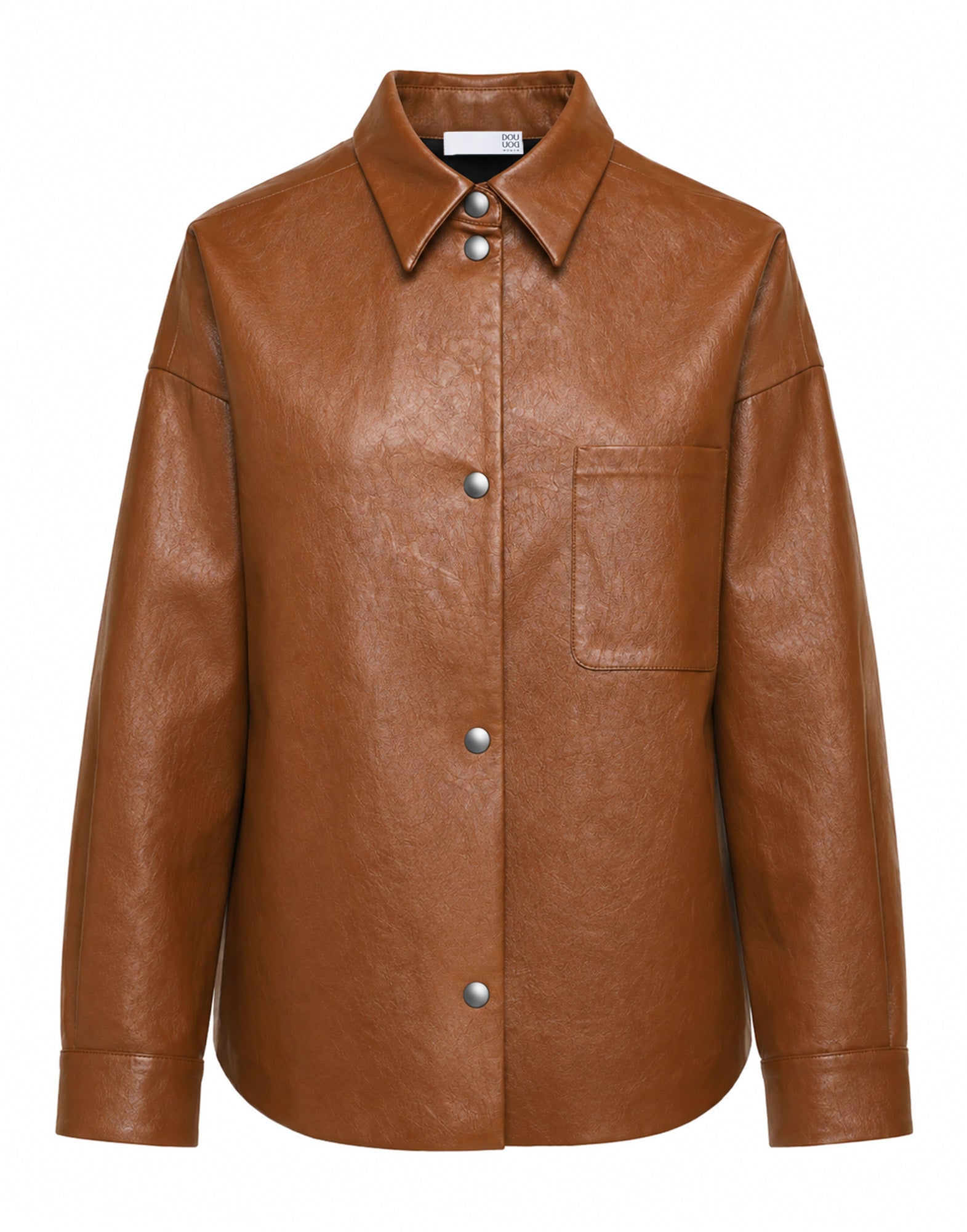 DOUUOD Camicia Ampia in Ecopelle Old Whisky