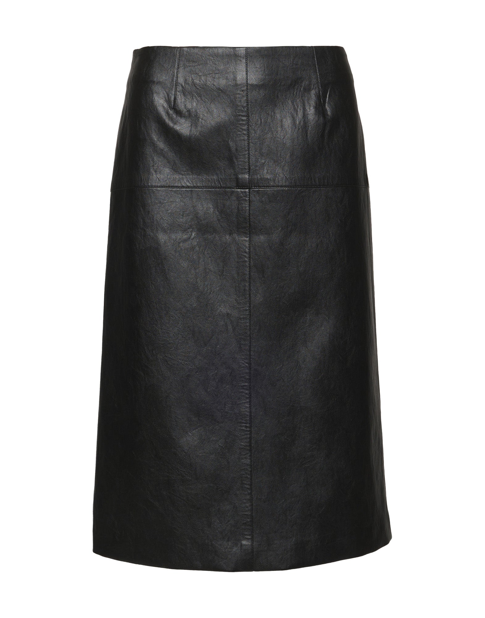 DOUUOD Longuette con Baschina in Ecopelle Old Nero