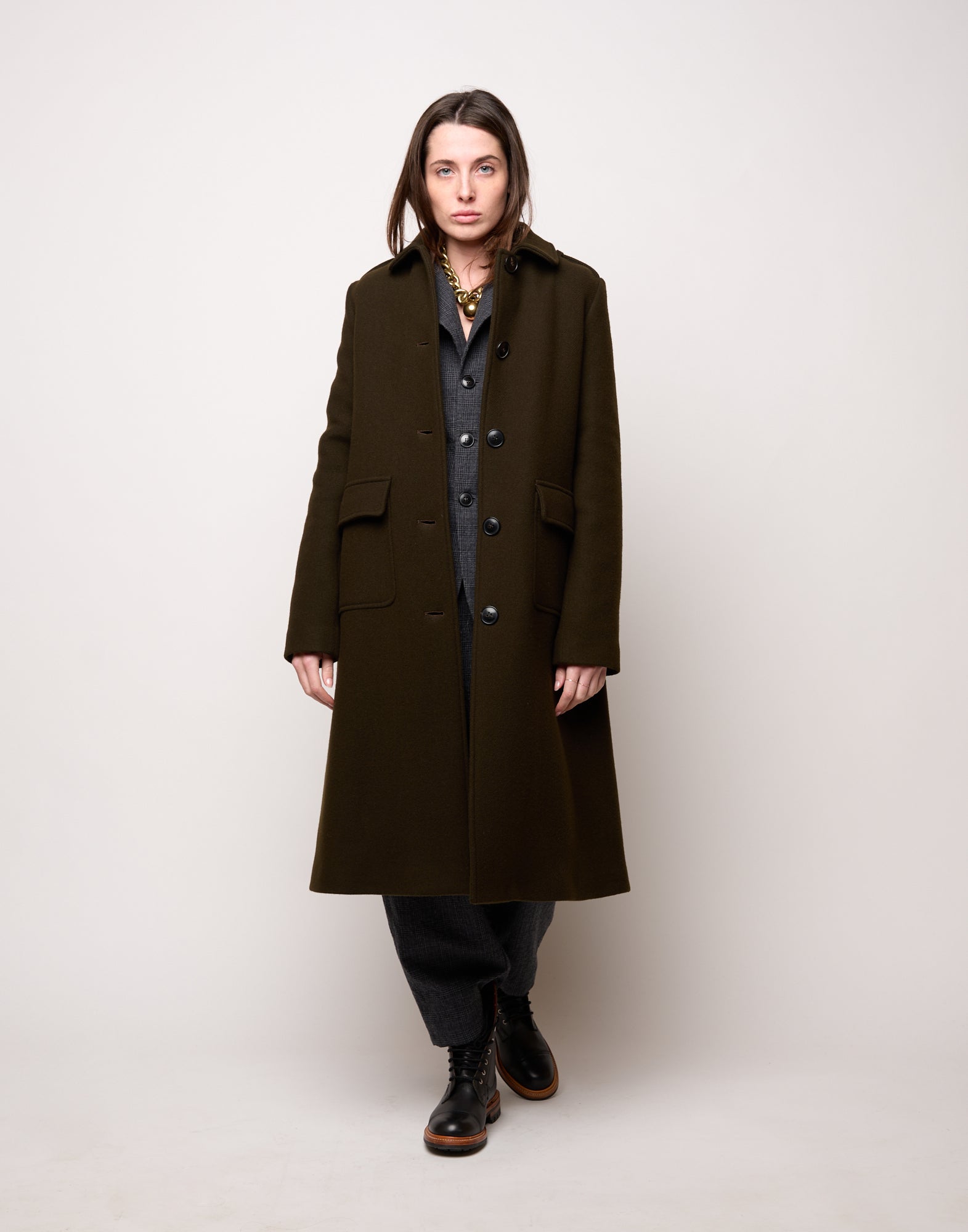 DOUUOD Cappotto Monopetto con Collo Chiuso e Martingala