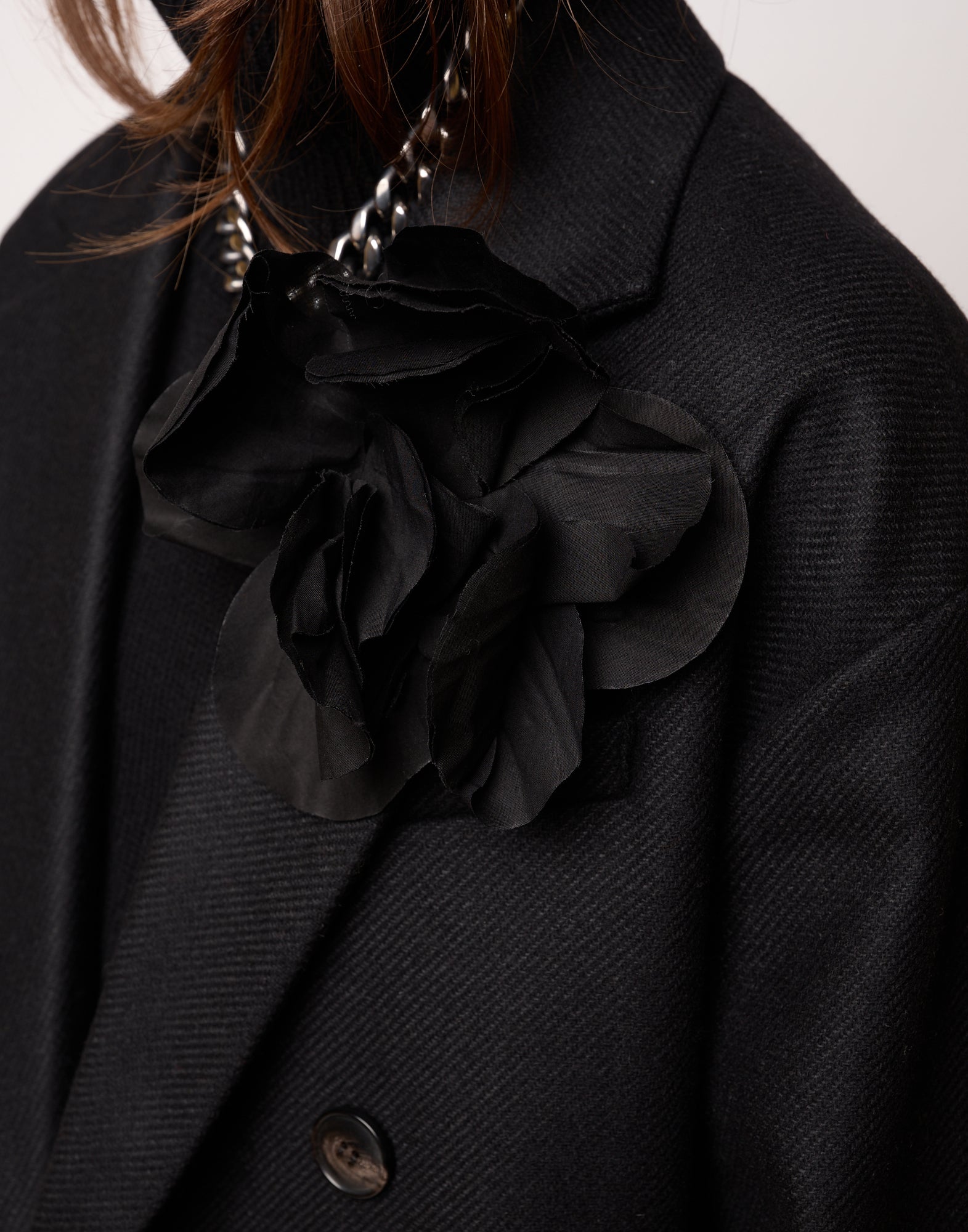 DOUUOD Cappotto Genderless Doppiopetto con Tasche a Filettone Nero