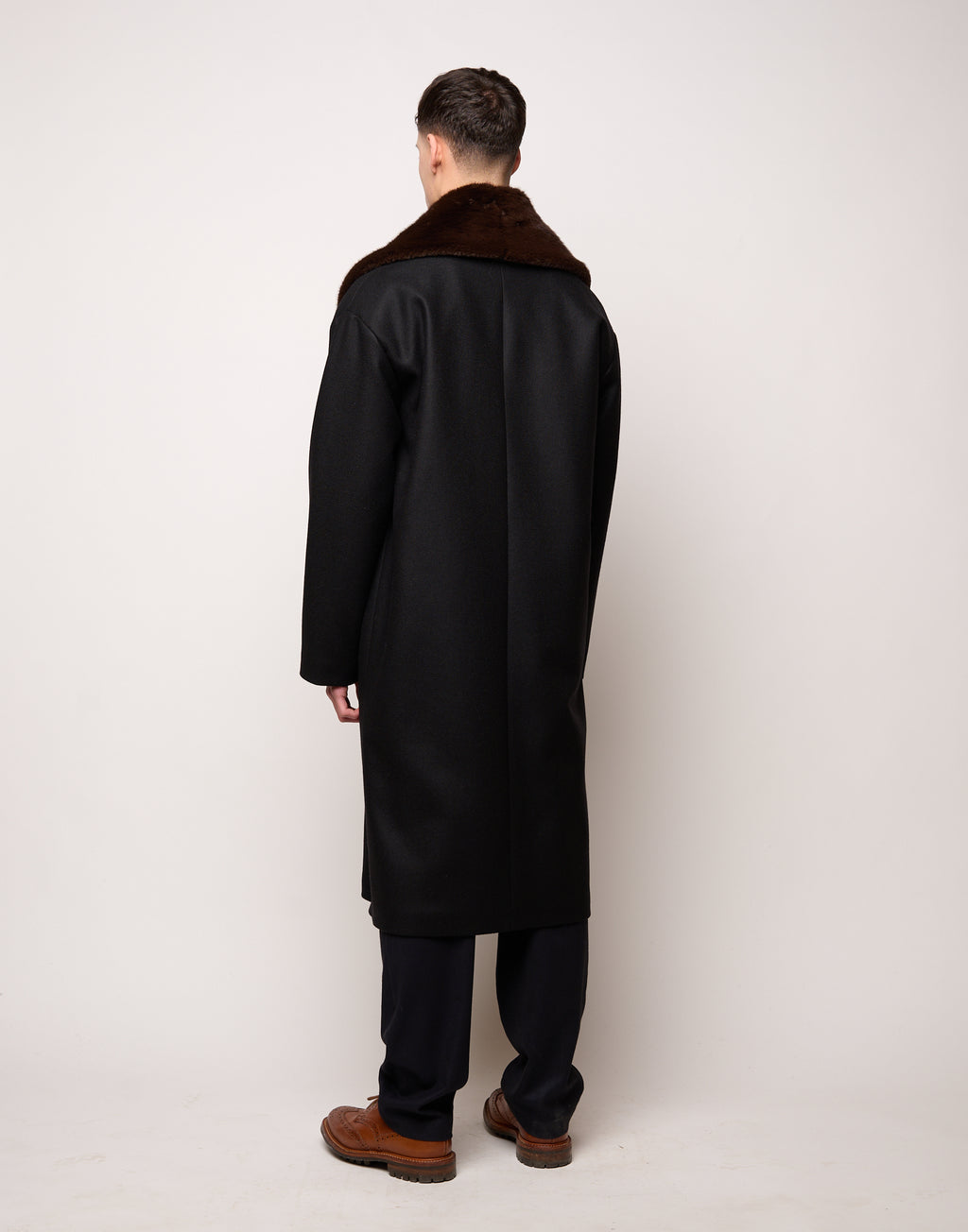 DOUUOD Cappotto Genderless Doppiopetto con Tasche a Filettone Nero
