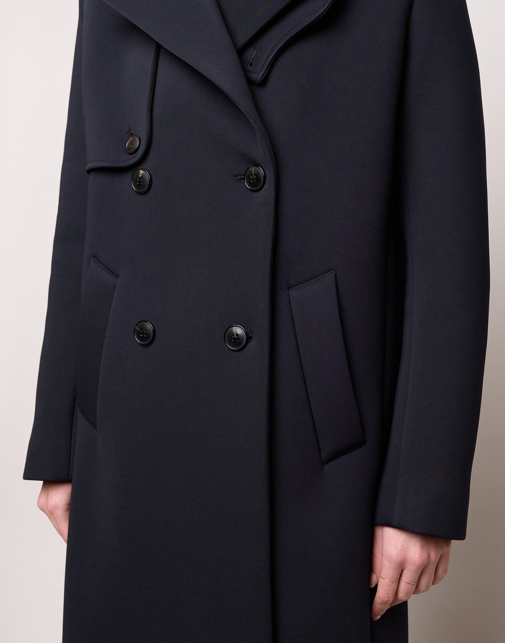 DOUUOD Trench Doppiopetto in Tecno Neoprene con Collo a Rever