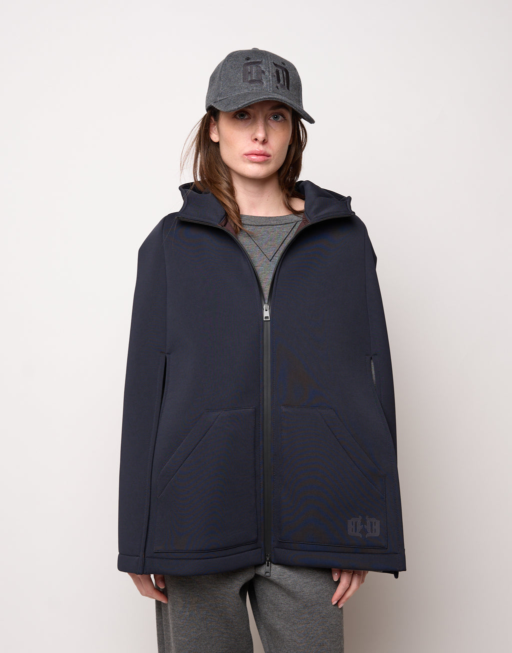 DOUUOD Mini Cappa con Cappuccio e Zip Spalmata Notte