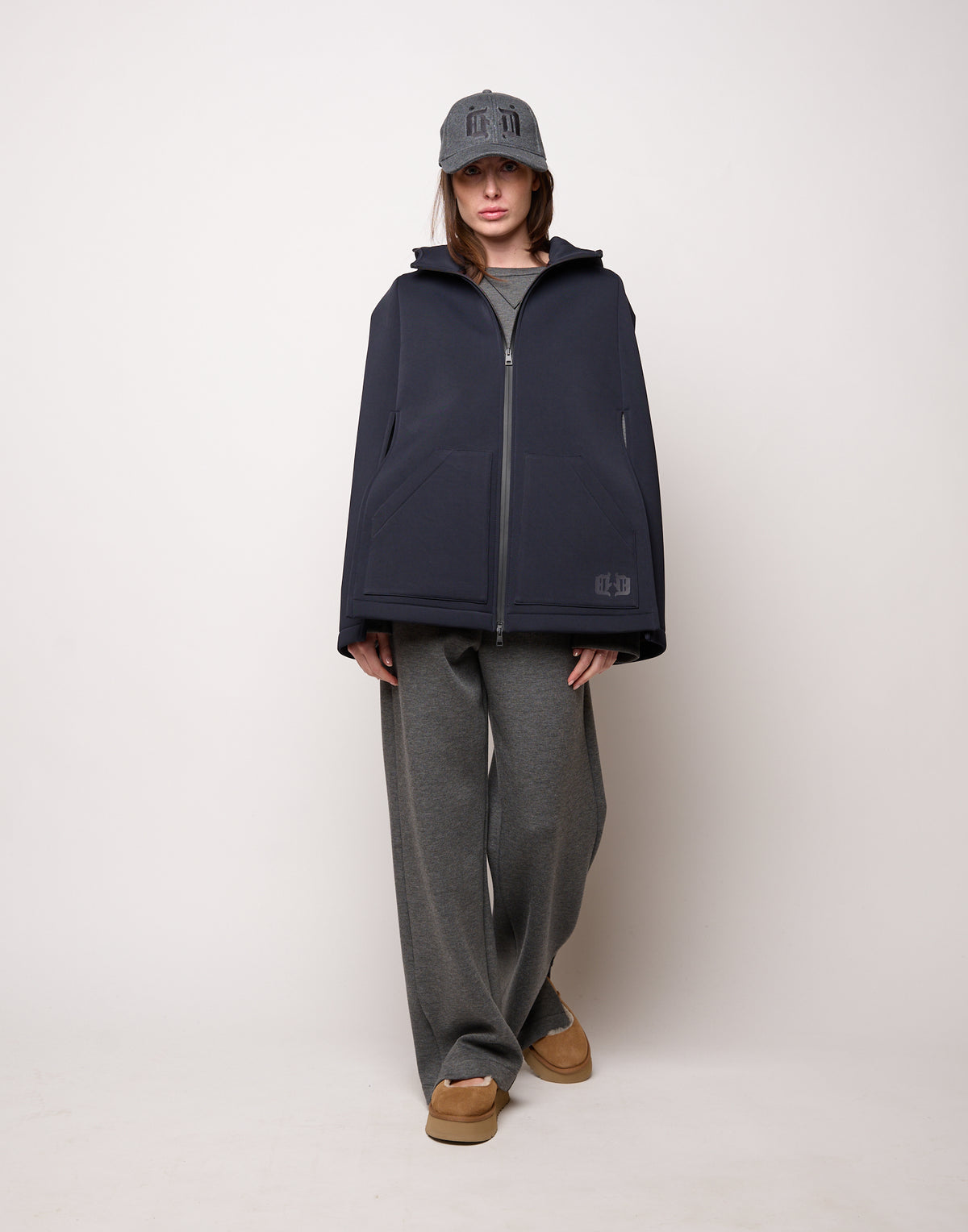 DOUUOD Mini Cappa con Cappuccio e Zip Spalmata Notte