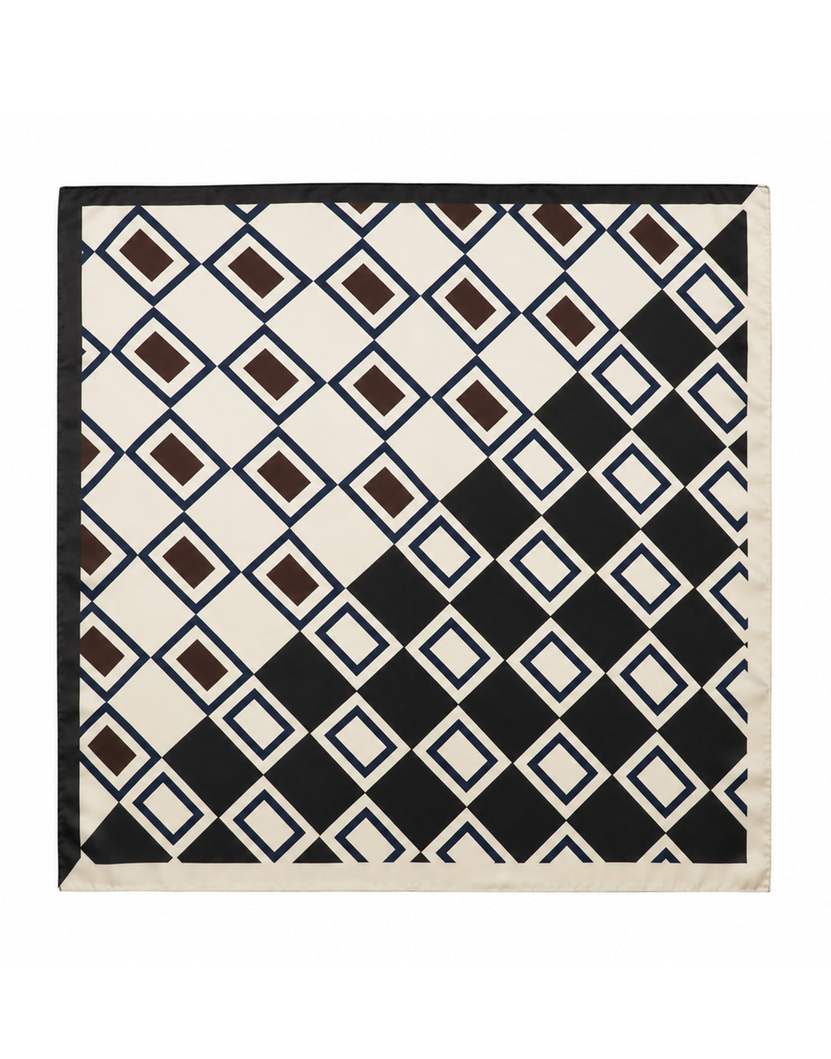 DOUUOD Foulard in Seta con Stampa Geometrica Burro/Nero
