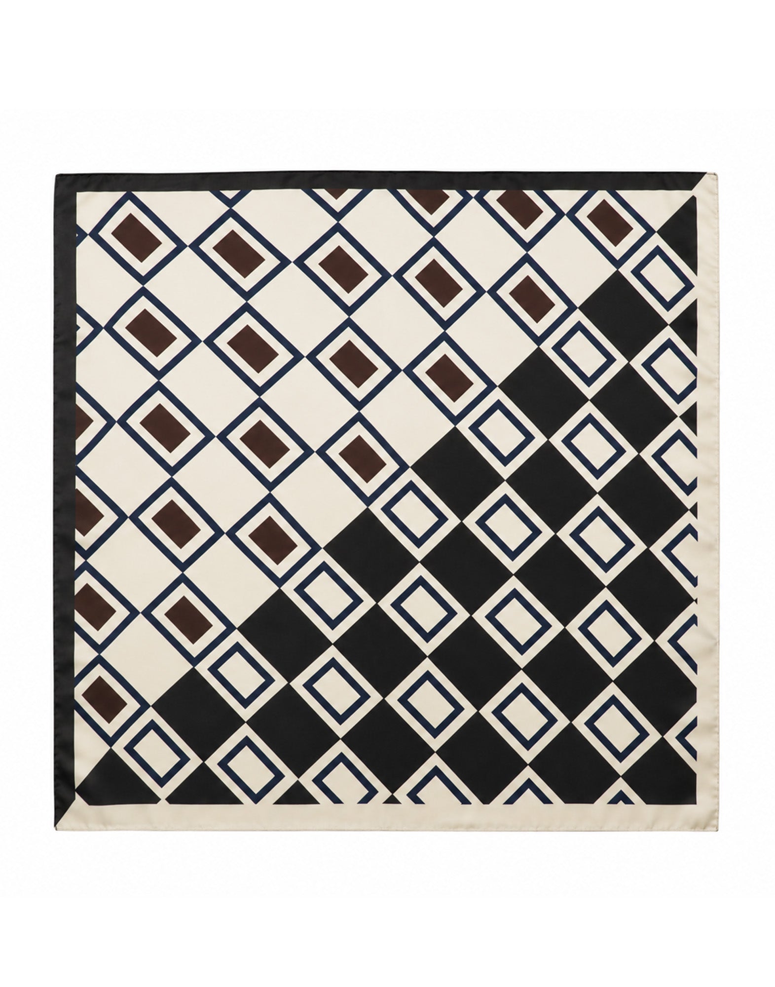 DOUUOD Foulard in Seta con Stampa Geometrica Burro/Nero