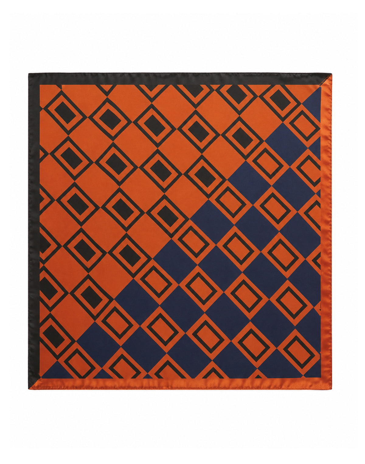 DOUUOD Foulard in Seta con Stampa Geometrica Whisky/Blu