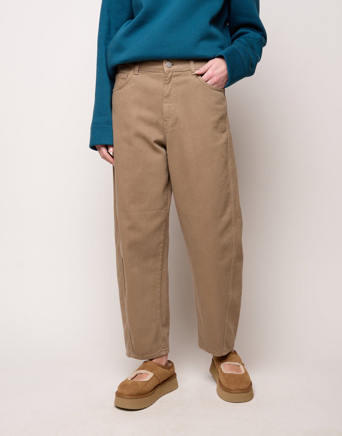 DOUUOD Pantalon baggy en toile de coton kaki pâle