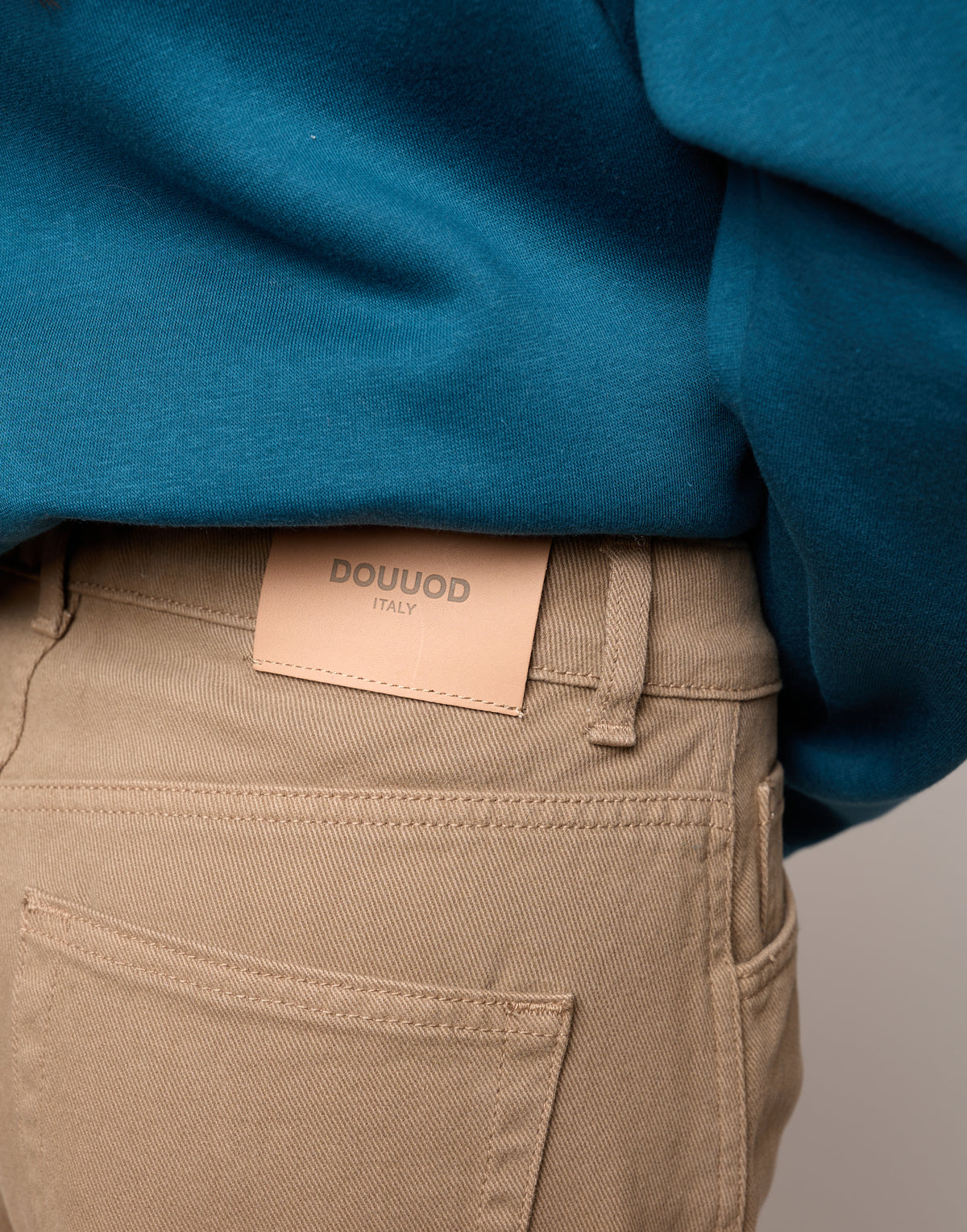 DOUUOD Pantalone Baggy in Drill di Cotone Pale Kaki