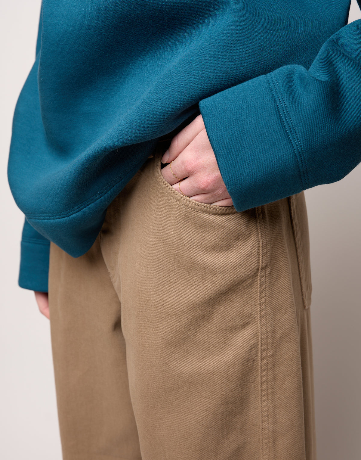 DOUUOD Pantalone Baggy in Drill di Cotone Pale Kaki