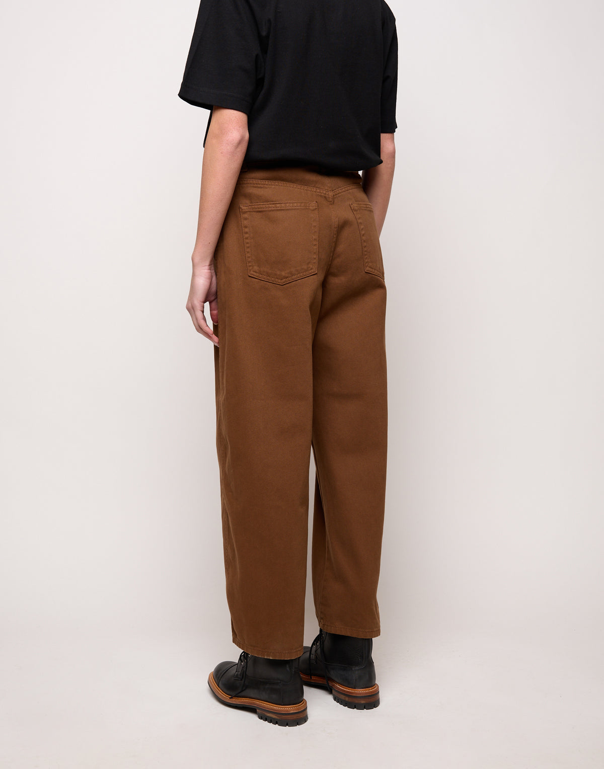 DOUUOD Pantalone Baggy in Drill di Cotone Caramello