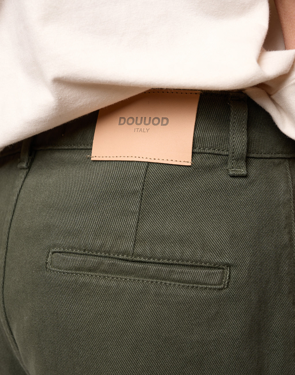 DOUUOD Pantalone Dritto in Drill di Cotone Oliva