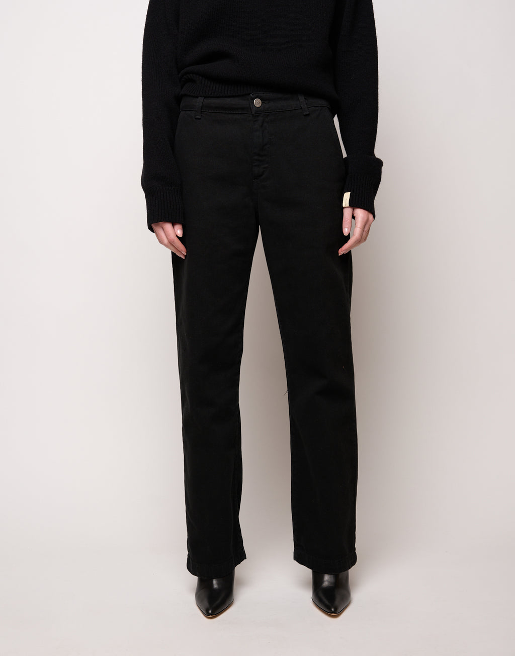 DOUUOD Pantalone Dritto in Drill di Cotone Nero