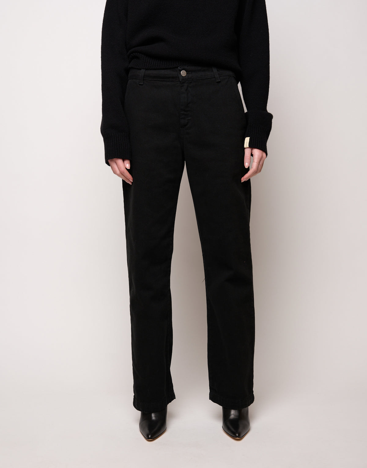 DOUUOD Pantalone Dritto in Drill di Cotone Nero
