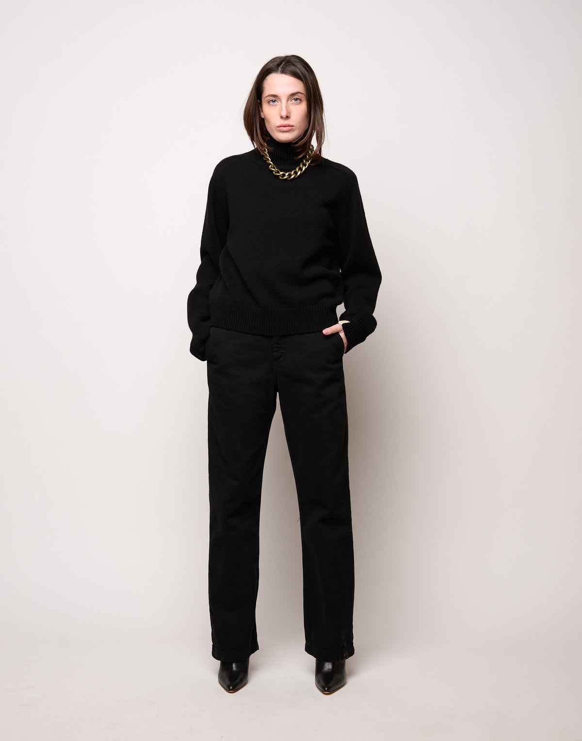 DOUUOD Pantalone Dritto in Drill di Cotone Nero