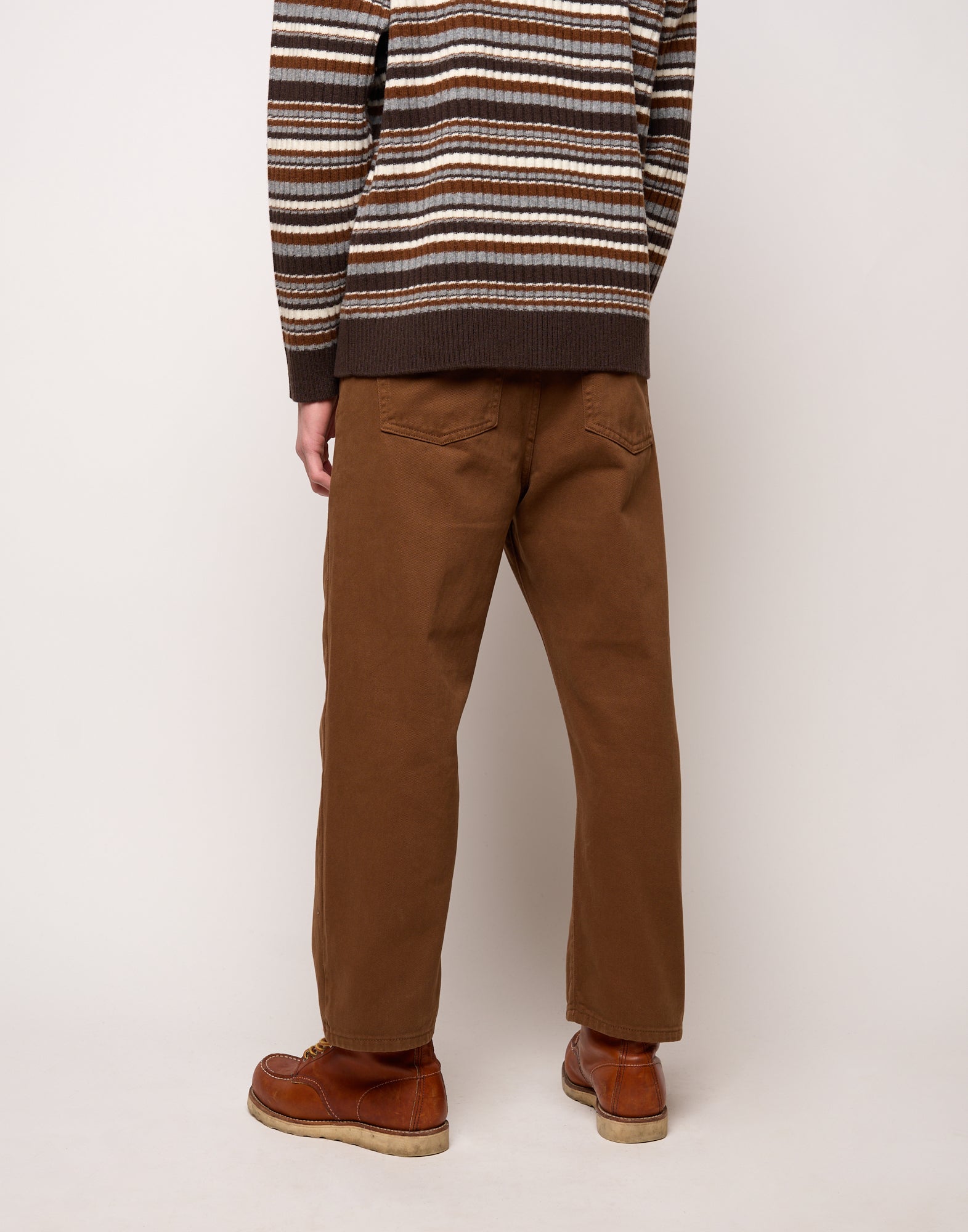DOUUOD Pantalone Ampio Cropped Genderless in Drill di Cotone Caramello