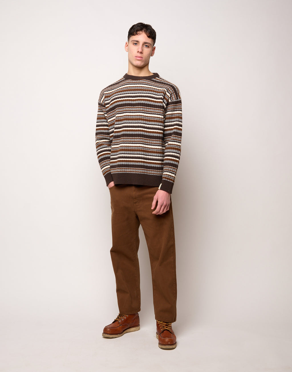 DOUUOD Pantalone Ampio Cropped Genderless in Drill di Cotone Caramello