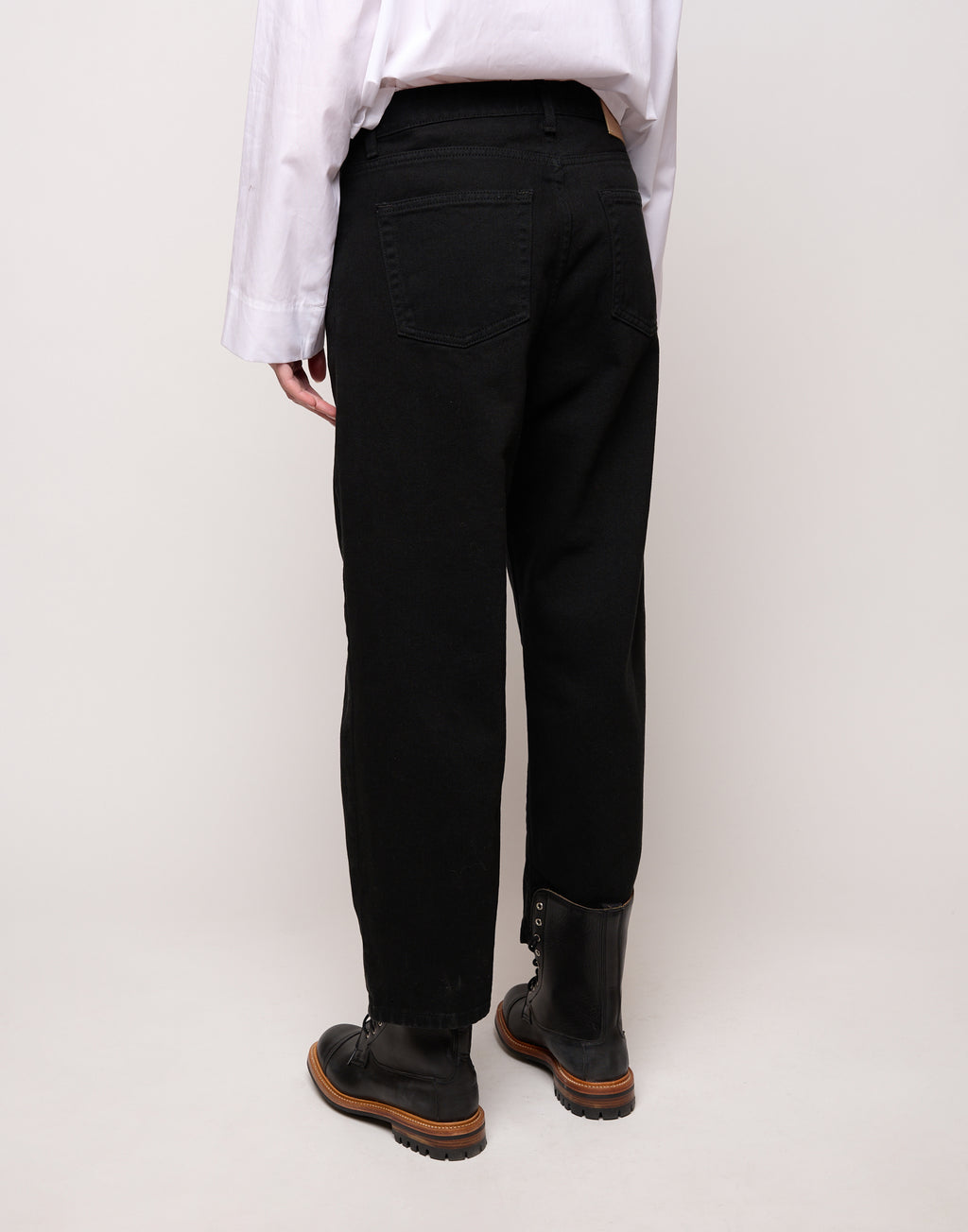 DOUUOD Pantalone Ampio Cropped Genderless in Drill di Cotone Nero