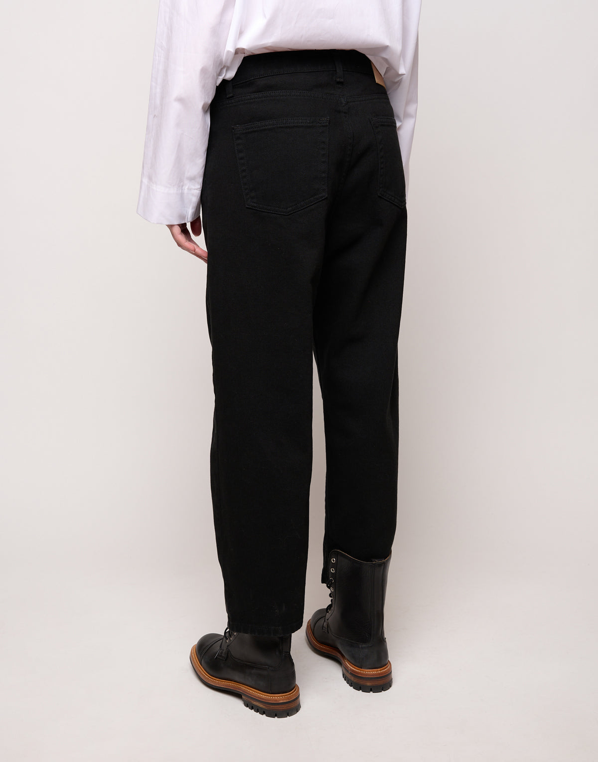 DOUUOD Pantalone Ampio Cropped Genderless in Drill di Cotone Nero