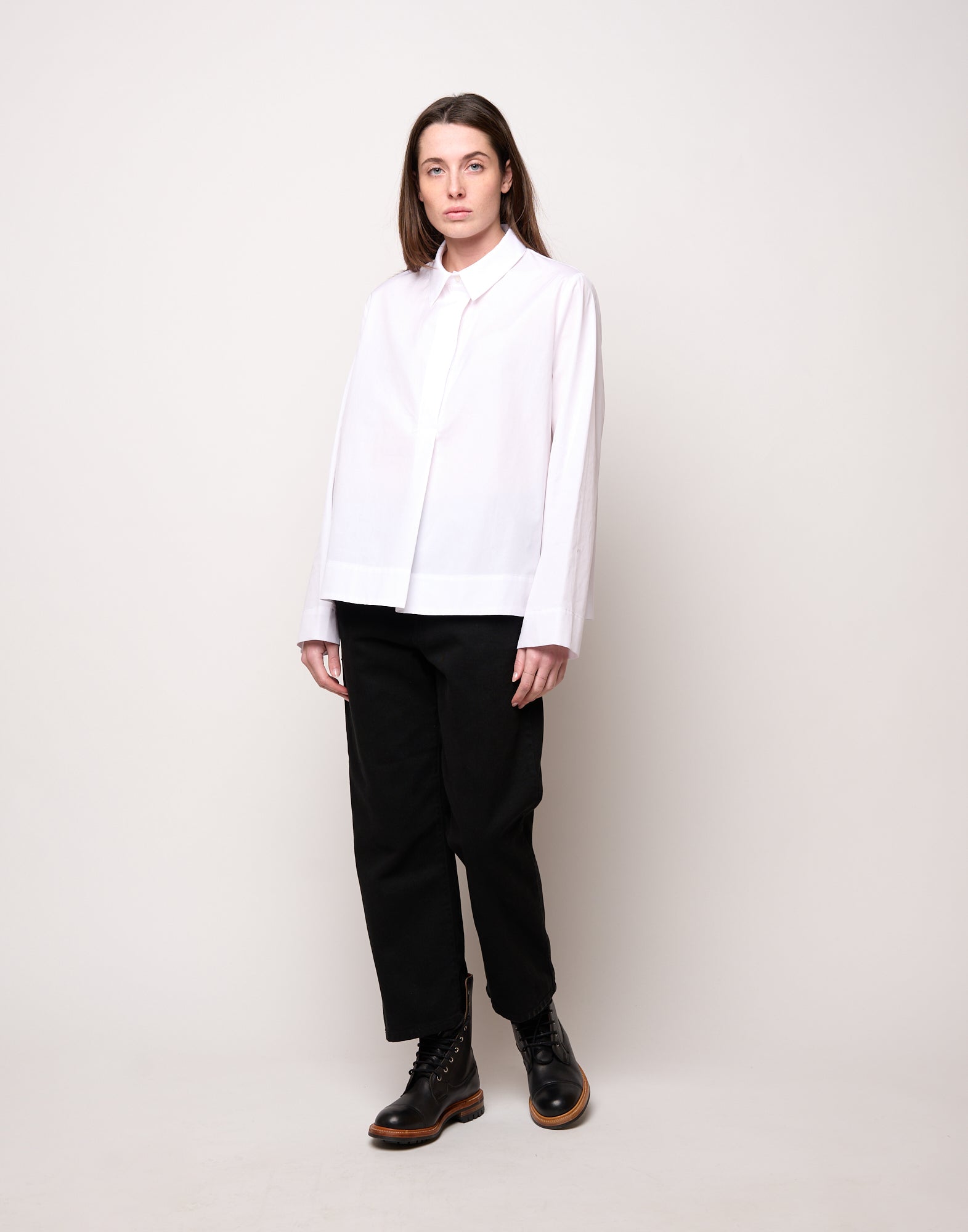 DOUUOD Pantalone Ampio Cropped Genderless in Drill di Cotone Nero