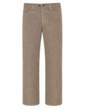 DOUUOD Pantalone Ampio Cropped Genderless in Velluto a Costa Larga Fango