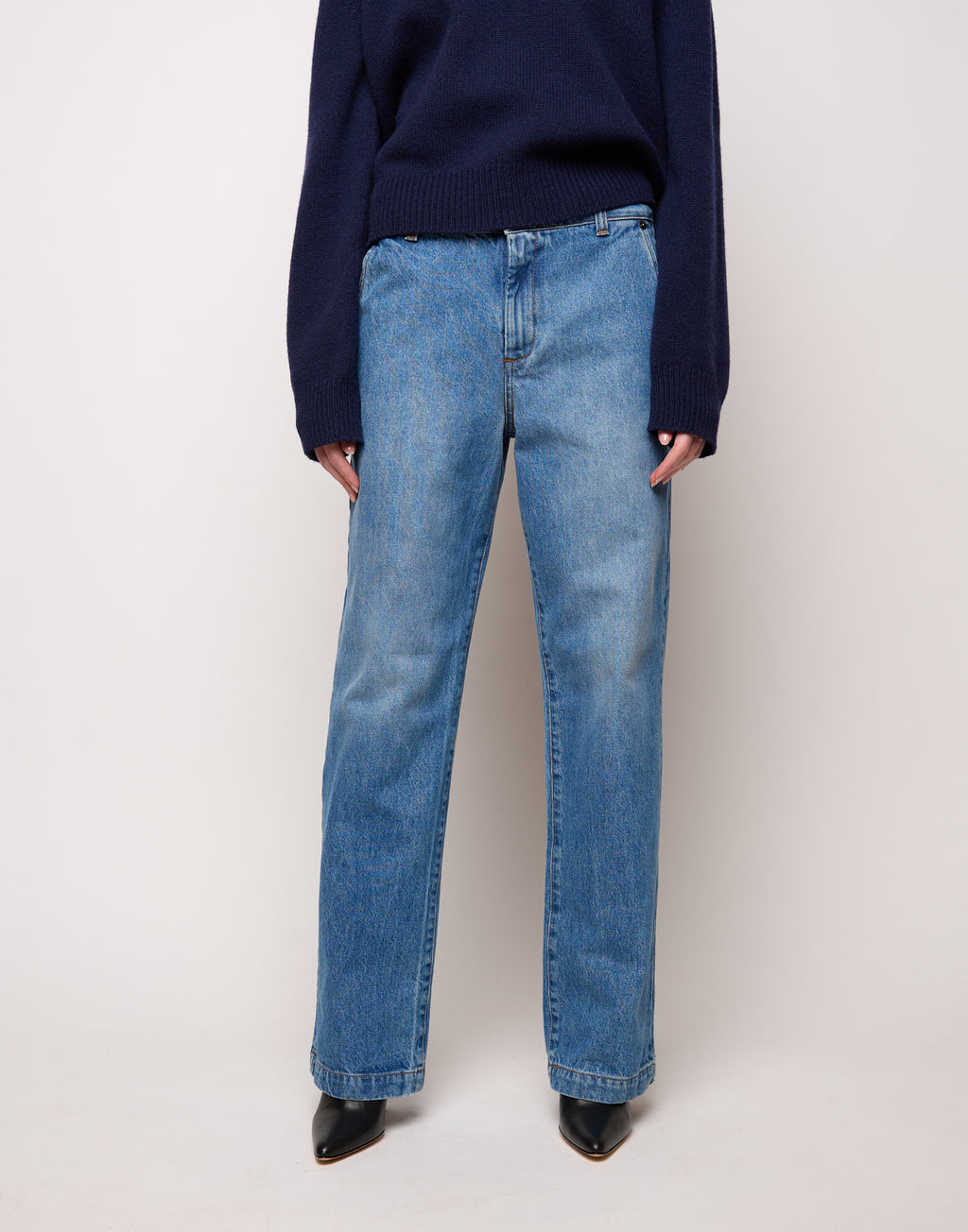 DOUUOD Pantalone Dritto in Denim Washed