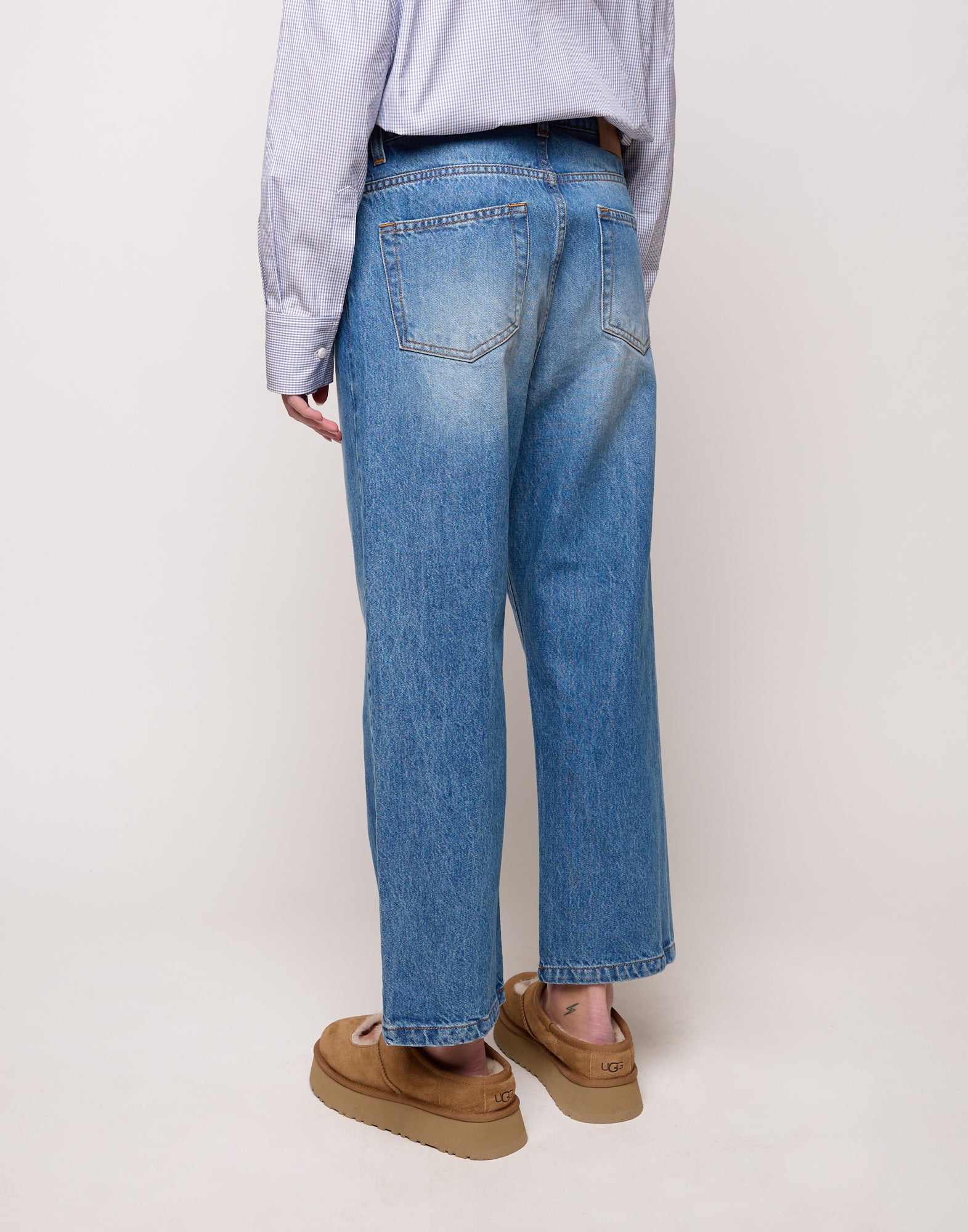 DOUUOD Pantalone Ampio Cropped Genderless in Denim Washed